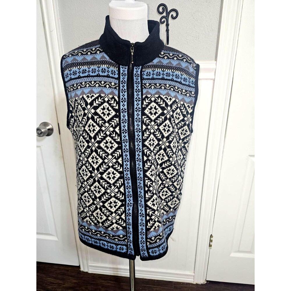 Vintage Kootenay Large Wool Nordic Fair Isle Button Cardigan Vest Canada